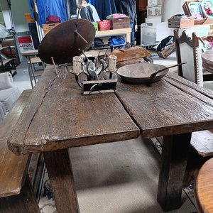 Mesa Rústica de Campo con Dos Bancos de Madera - imagen 2