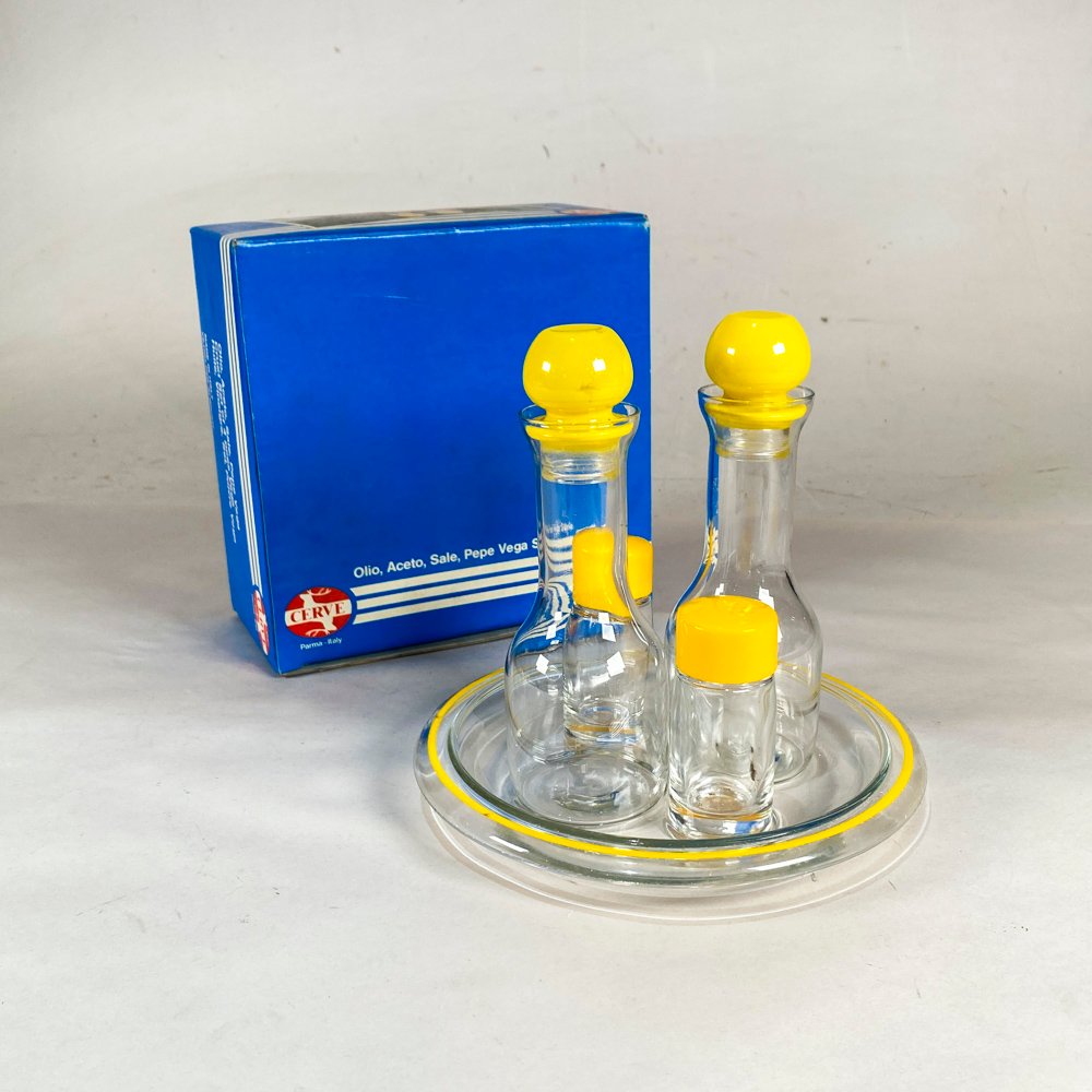 Set Condimentero "Cerve - Italy" de Vidrio con Bandeja