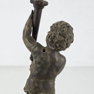Antigua Base de Lámpara de Bronce con Figura de Cupido - imagen 5