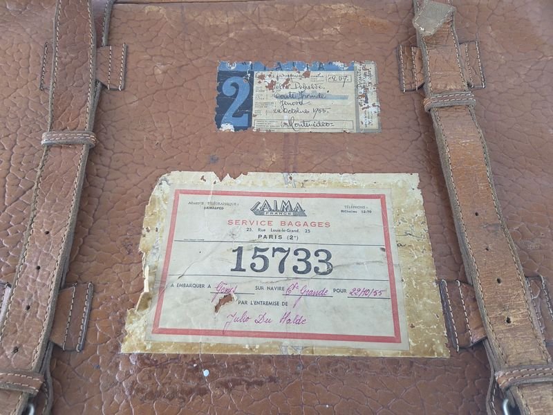 Antigua valija en cuero legítimo para viajar - imagen 3