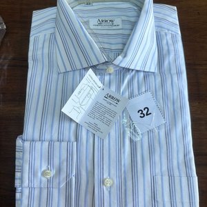 Camisa Arrow Talle 42 Rayada Celeste y Blanca Nueva - imagen 5