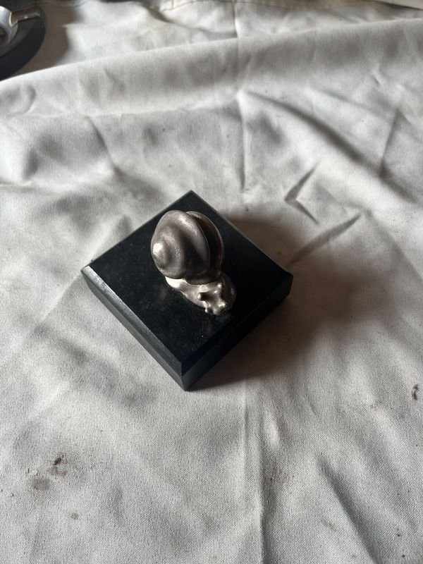 Porta tarjeta con fisonomia de caracol bañado en plata - imagen 4