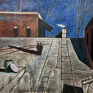 Lote anterior: Oleo sobre cartón "Perspectiva con vía" de Juan Strom, firmado y fechado 1974