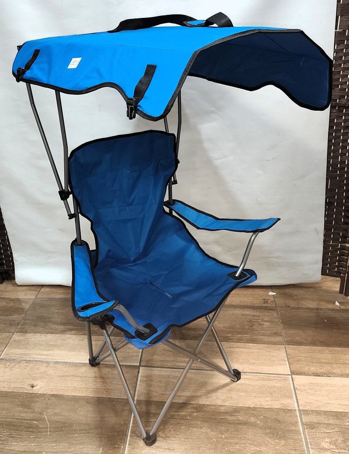 Silla plegable para playa/jardín con techo, azul - imagen 5