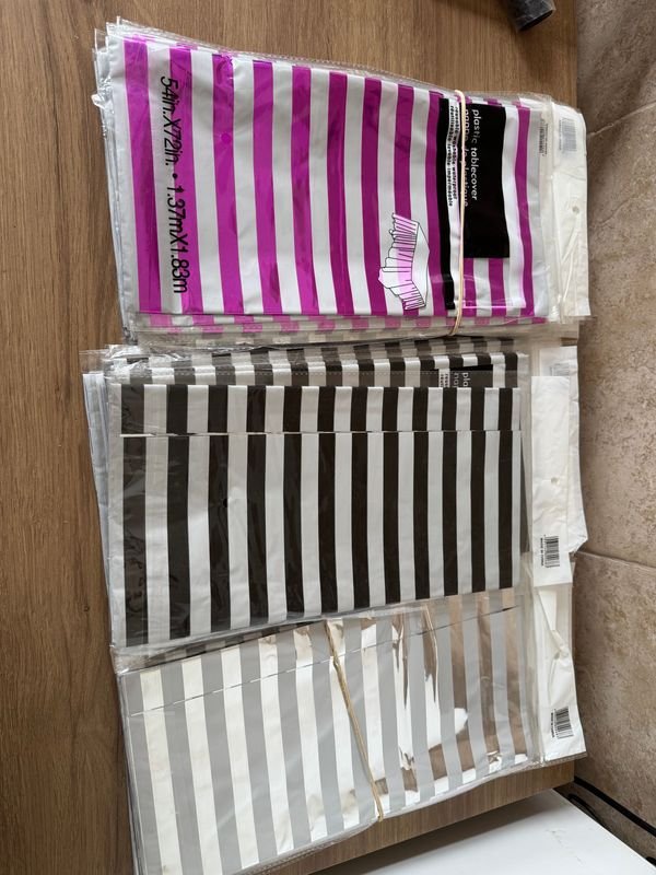 30 Manteles Rayados de Nylon para Fiesta