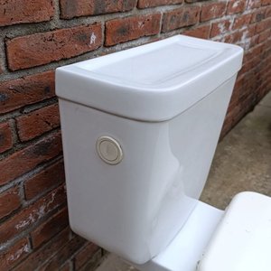 Inodoro Blanco con Cisterna Mochila en Funcionamiento - imagen 4
