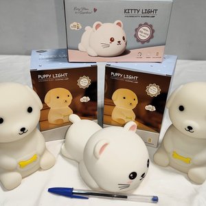 Luces Veladoras Infantiles Recargables: 2 Perritos y 1 Gatita - imagen 3
