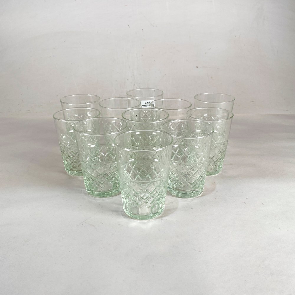 Conjunto de 11 Vasos Hialinos con Diseño Rombo