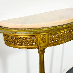 Consola Francesa de Bronce con Tapa de Mármol y Detalles Calados - imagen 3