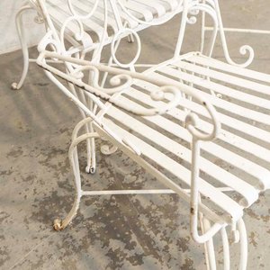 Conjunto de Jardín de Hierro Forjado Blanco: Mesa y 4 Sillones - imagen 2