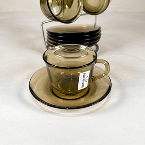 Juego de Pocillos y Platitos de Cristal Francés con Soporte Metálico - imagen 2
