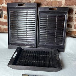 Set de 3 Bandejas/Centros de Mesa de Madera Oscura - imagen 5