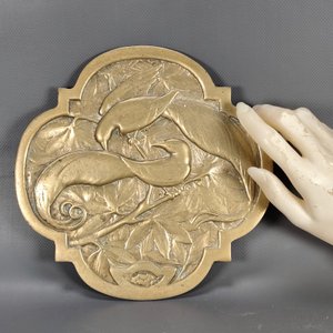 Placa de Bronce Macizo con Aves y Follaje en Relieve - imagen 3
