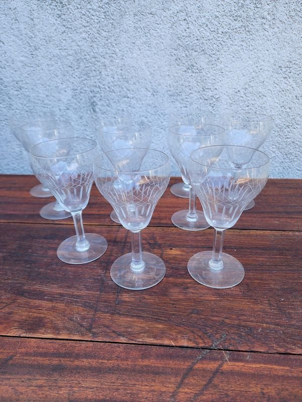 Juego de Copas de Cristal Tallado
