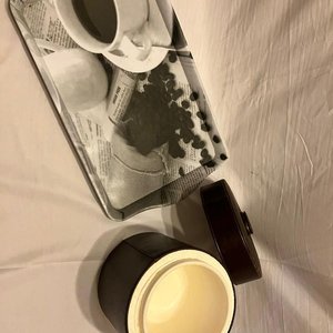 Lote-Bandeja de melamina con temática de café + Balde de hielo térmico / Hielera (con su tapa) - imagen 2