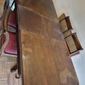 Juego de Comedor Extensible de Madera con Seis Sillas Tapizadas - imagen 9