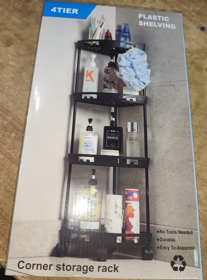 Mueble esquinero para baño y cocina, negro con ruedas - imagen 3