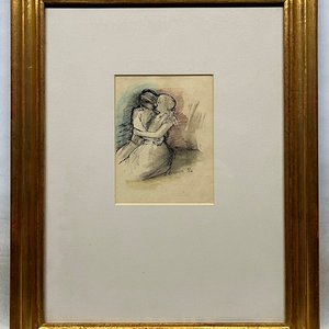 Acuarela "El Beso" de José Gurvich, 1952 - imagen 2