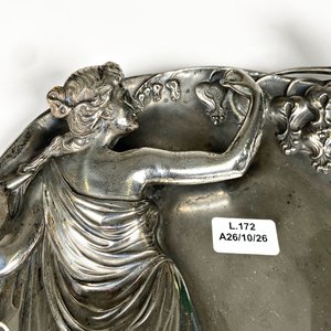 Placa Art Nouveau WMF de Metal con Dama y Flores, 30 x 25 cm - imagen 2