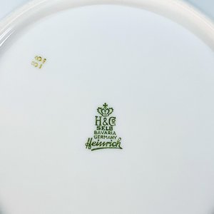 Doce Platos Hondos de Porcelana Bavaria Selb Heinrich, Blancos con Hojas - imagen 3