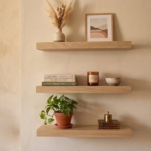 Set de 3 Estantes Flotantes de Madera de Pino Natural - imagen 3