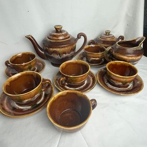Juego de Tazas y Platillos de Cerámica Marrón - imagen 16