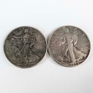 Dos Monedas de Plata de Estados Unidos: 1/2 Dólar 1943 y 1944 - imagen 1