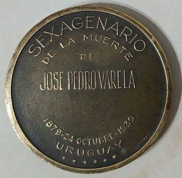 Medalla Conmemorativa Uruguaya de Bronce: Homenaje a José Pedro Varela (1939) - imagen 1