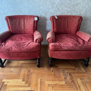 Par de Sillones Estilo Bergere Tapizado Bordo - imagen 4