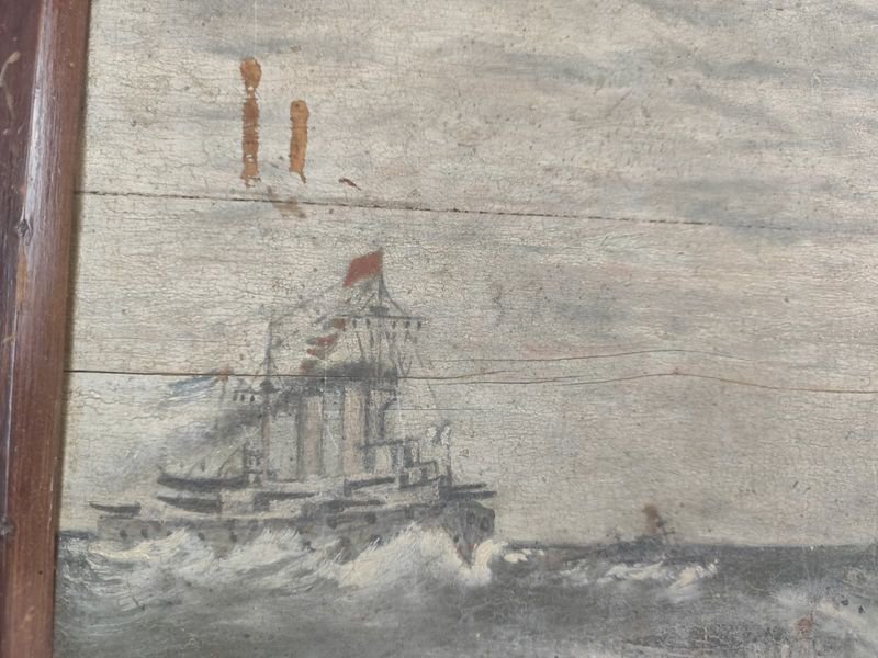 Pintura de un barco en el mar, firmada 50 x 84 cm - imagen 2