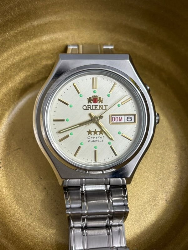 Reloj Orient Automático Acero Inoxidable Esfera Dorada 3 Estrellas