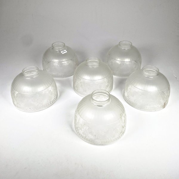 Seis Pantallas de Cristal Tallado Ácido para Lámparas - imagen 1