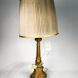 Lámpara de Mesa Antigua Estilo Barroco en Madera Dorada - imagen 1