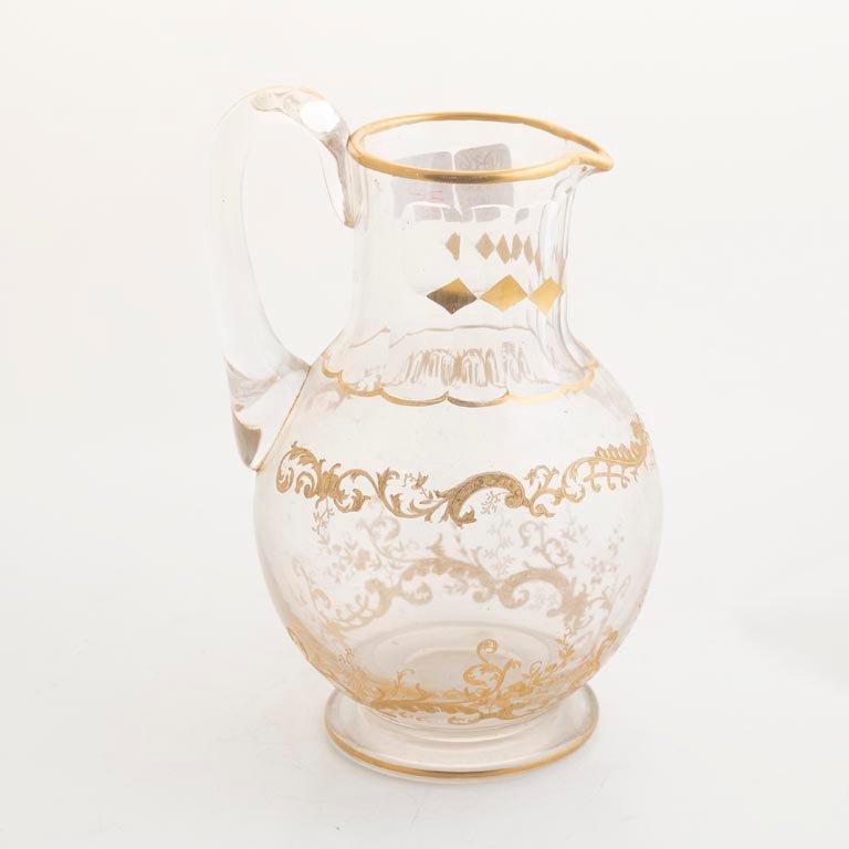 Jarra de Cristal Hialino con Detalles en Oro - 20cm