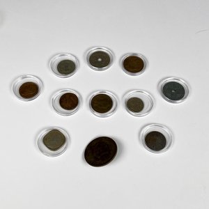 Diez Monedas Antiguas y Botón Gauchesco de Bronce - imagen 1