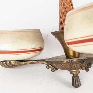Colgante de Bronce con Pantallas Opalinas y Cuero - imagen 2