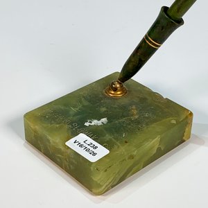 Portaplumas de Ónix Verde con Pluma Vintage - imagen 2