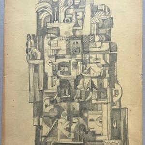 Dibujo "Composición" de Carmelo de Arzadun, Lápiz sobre Papel, 1949 - imagen 2