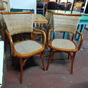 Par de Butacas Estilo Thonet Madera Curvada y Ratán Natural - imagen 5