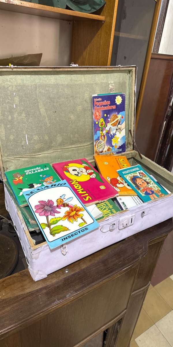 Valija Antigua con Libros Infantiles Ilustrados