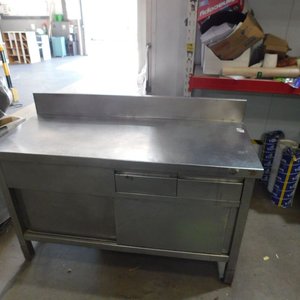 Mesa de trabajo de acero para gastronomía con cajones - imagen 7