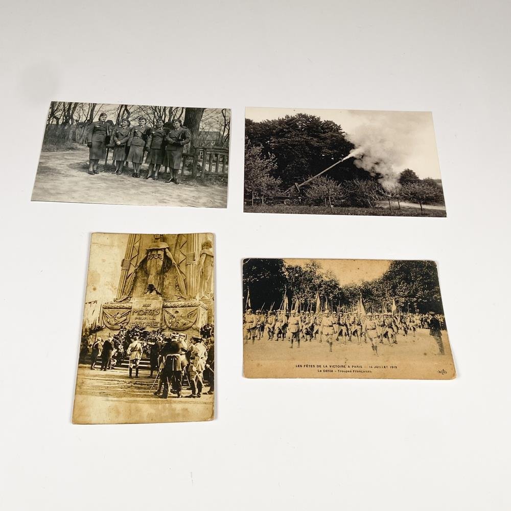 Lote de 4 postales y fotos históricas: Primera y Segunda Guerra Mundial