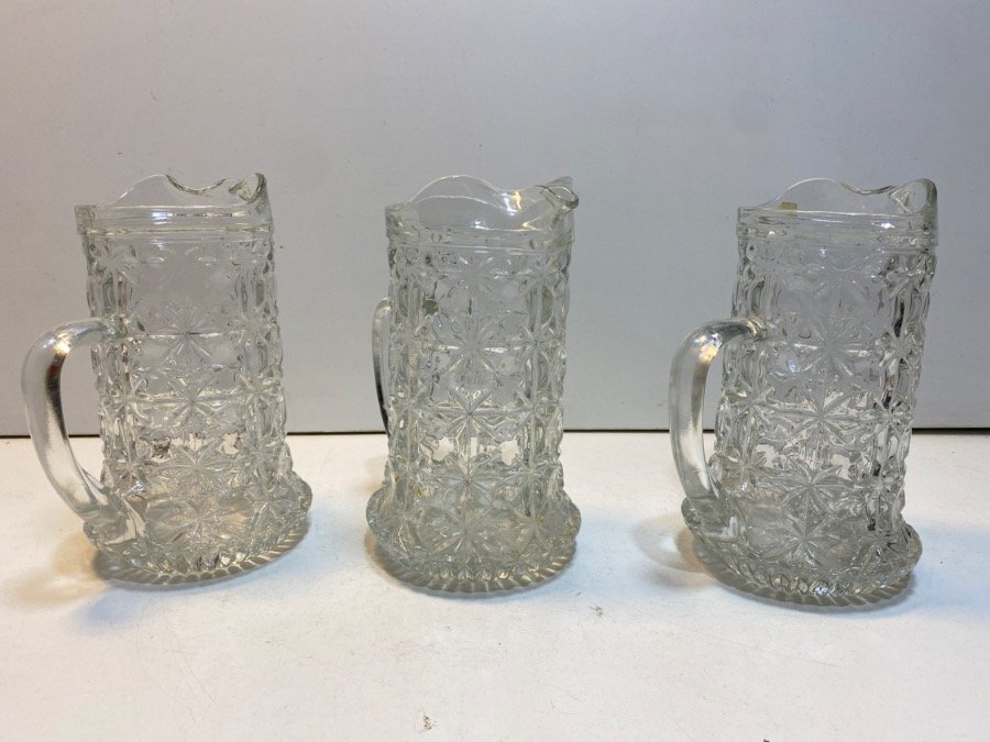 3 Jarras de Vidrio Labrado Transparente