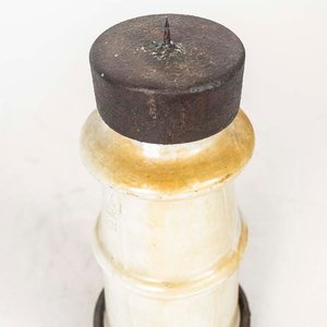 Velero Portavelas de Hierro y Porcelana Antigua - imagen 2
