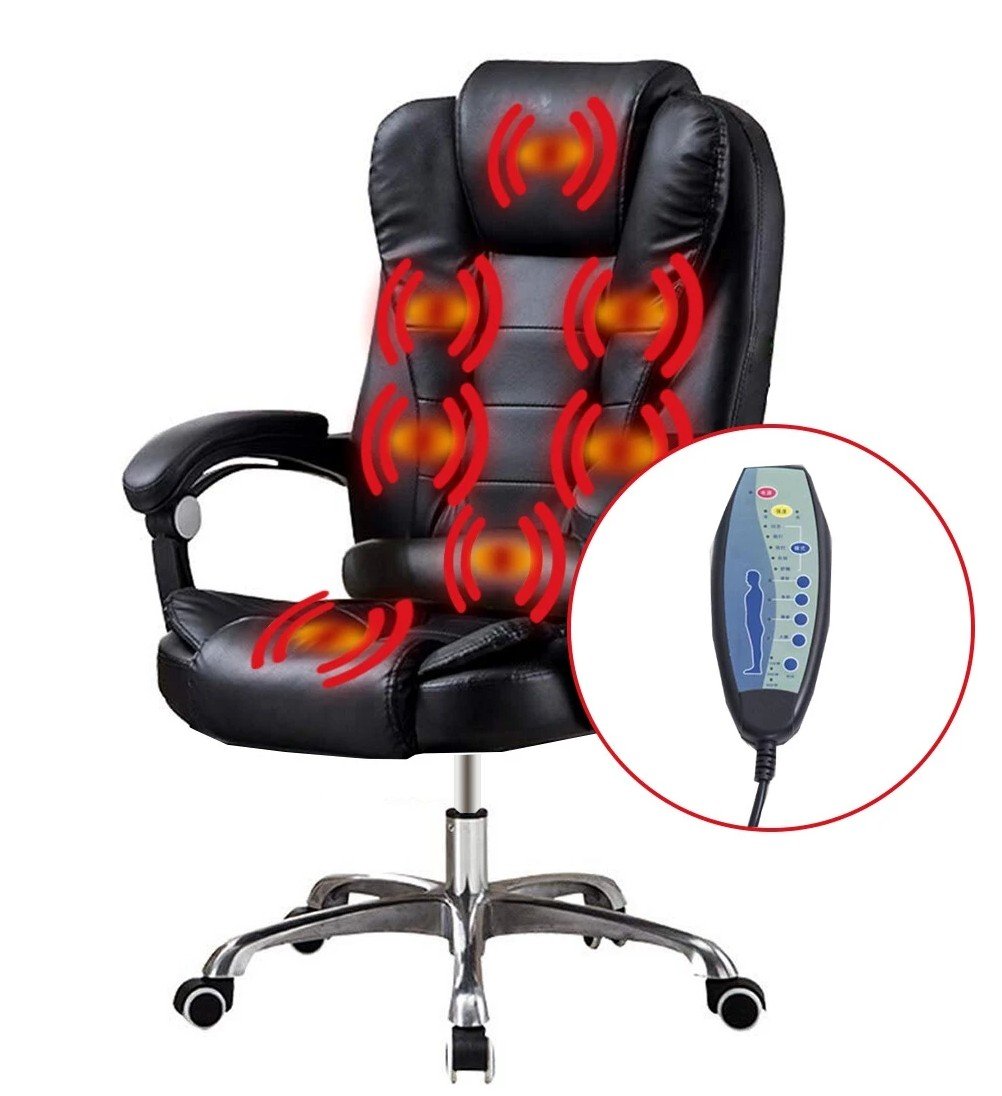 Sillon ejecutivo capitoneado en eco cuero negro con masajeador y control - imagen 1
