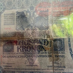 Billete de 1000 Coronas Austrohúngaras de 1902 y Bandera de Alemania - imagen 7