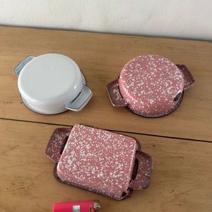 Lote de 3 Provoloneras Esmaltadas Blancas y Rosadas - imagen 3