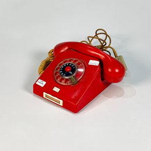 Teléfono Antiguo de Baquelita Rojo con Monograma UT.E - imagen 1