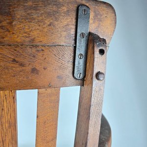 Sillón de Escritorio Antiguo de Roble con Mecanismo Giratorio - imagen 9