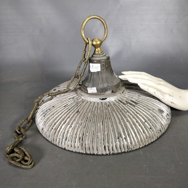Plafón de Techo en Bronce y Vidrio Plateado con Cadena - imagen 1